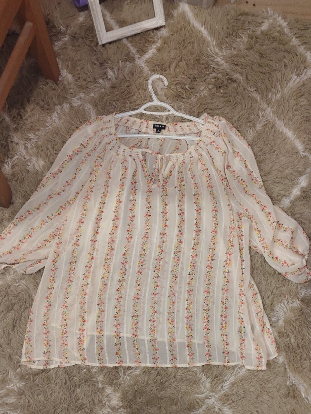 torrid White Floral Stripe Peasant Tunic - Picture 9 of 9